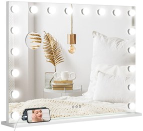 HOMCOM Oglindă machiaj luminoasă LED intensitate reglabilă, oglindă de mărire port USB, 80 x 62 cm | Aosom Romania