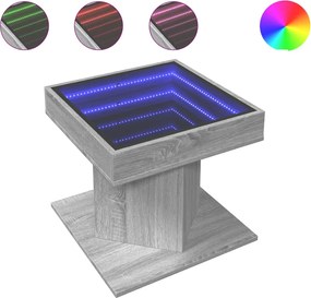 vidaXL Măsuță de cafea cu LED sonoma gri 50x50x45cm lemn prelucrat