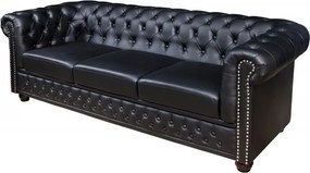 Canapea clasica stil englezesc Chesterfield 3 locuri, negru antic