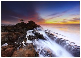 Tablou cu munți în ceață (70x50 cm)