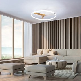 Lustra LED Smart cu Ventilator si telecomanda NEPAL fag/alb