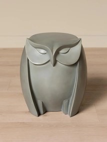 Măsuță laterală din rășină gri, formă de bufniță, finisaj mat, 39×33×32 cm, „Owl"