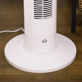 HOMCOM Ventilator Turn cu 3 Moduri și 3 Viteze cu Cronometru 12h, ABS și Ventilator de Podea cu Telecomandă, Ø31.5x93 cm, Alb | Aosom Romania