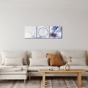 Tablou - Flori,pictură texturată (cu ceas) (90x30 cm)