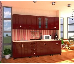 Bucatarie Zebra 2.6m MDF Rosu - frezare tulip
