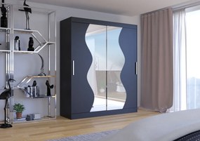 Dulap cu usi glisante si oglinda 180x215 cm, Medison, ADRK Furniture (Culoare: Alb)