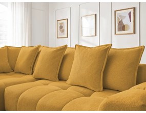 Colțar galben muștar extensibil/cu spațiu de depozitare cu tapițerie din chenille (cu colț pe partea stângă/în formă de ”L”) Everest – Bobochic Paris