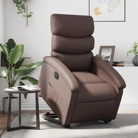 vidaXL Fotoliu rabatabil electric cu ridicare, maro, piele ecologică