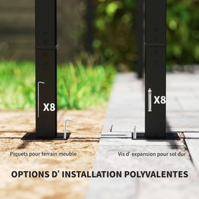 Outsunny Pergolă retractabilă cu perdele laterale, tonelă de grădină din metal cu protecție solară UPF30+, gri închis | Aosom Romania