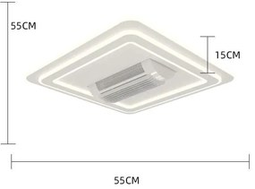 Lustra LED cu ventilator, Design Patrat, 6 Trepte de Viteza