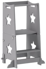 AIYAPLAY Scăunel 2 în 1 pentru Copii cu Bară de Siguranță pentru Bucătărie, Baie, Alb | Aosom Romania