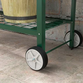 Outsunny Jardinieră Exterioară cu Raft Inferior pentru Unelte, Jardinieră Metalică cu 2 Roți și Mâner, 104x39x80 cm, Verde | Aosom Romania