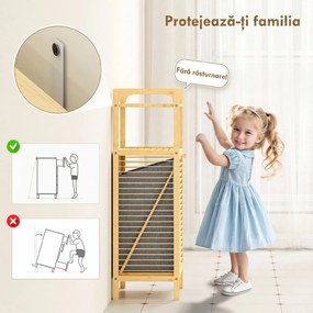 HOMCOM Dulap de baie din bambus cu coș de rufe detașabil de 37 l, natural | Aosom Romania