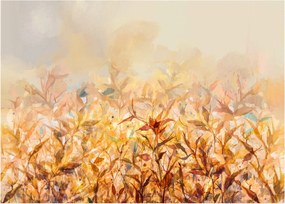 Tablou pe sticlă - Frunze în culori de toamnă, pictură în ulei (70x50 cm)
