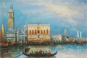 Tablou - Gondola care trece prin Veneția, pictură în ulei (90x60 cm)