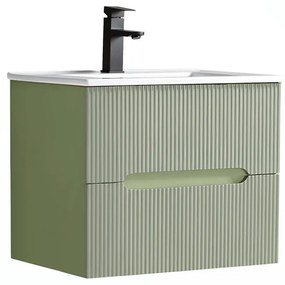 Trent 60 dulap de baie inferior cu chiuvetă ceramică (2 sertare) verde fistic - verde oliv