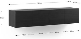 Comodă TV neagră 180x38x35 cm Daroca – Marckeric