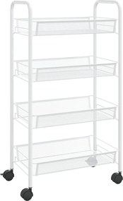 vidaXL Cărucior de bucătărie, 4 niveluri, alb, 46x26x85 cm, fier