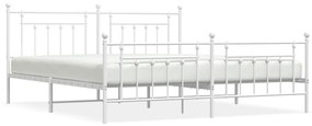 353610 vidaXL Cadru de pat metalic cu tăblie de cap/picioare, alb, 193x203 cm