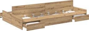 vidaXL Cadru de pat cu depozitare Stejar Artizanal 120 x 200 cm