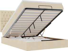 vidaXL Cadru de pat otoman cu saltea crem 140x190cm stofa