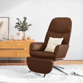 3097374 vidaXL Scaun de relaxare cu taburet, maro lucios, piele ecologică