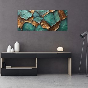 Tablou - Pictură verde-auriu (120x50 cm)