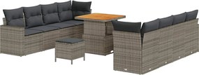 vidaXL Set de canapele pentru grădină cu pernă 12 pcs Gri poliratan