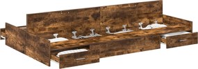 vidaXL Cadru de pat cu depozitare Stejar fumuriu 120 x 200 cm