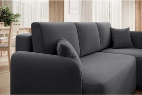 Colțar taupe extensibil/cu spațiu de depozitare cu tapițerie din catifea (cu colț pe partea dreaptă/cu șezlong) Hadson – ELTAP