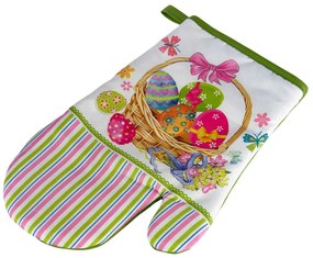 Set de 2 manusi de bucatarie cu magnet EASTER EGGS, alb-verde