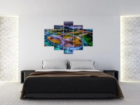 Tablou panorama orașului nocturn (150x105 cm)