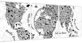 Tablou - Harta cu pictograme (cu ceas) (90x30 cm)