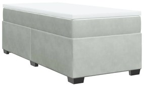 3285257 vidaXL Pat box spring cu saltea, gri deschis, 90x200 cm, catifea