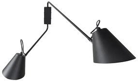 Lampa de perete de design neagra cu 2 lumini reglabile - Lune