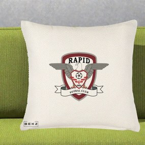 Perna Personalizata Rapid Fotbal Club 1923, 40x40 cm, Crem Reliefat, Husa Detasabila, Perna Inclusa, BEKZ®