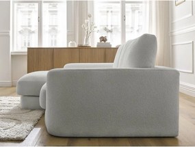 Colțar gri deschis cu tapițerie din țesătură bouclé (cu colț pe partea stângă/cu șezlong) Leonore – Bobochic Paris