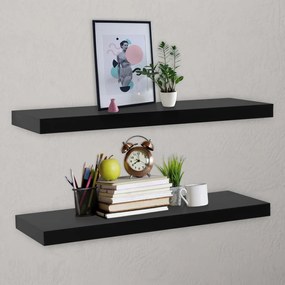 vidaXL Rafturi de perete suspendate, 2 buc., negru, 120 x 20 x 3,8 cm