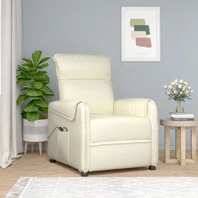 3143337 vidaXL Fotoliu de masaj electric, crem, piele ecologică