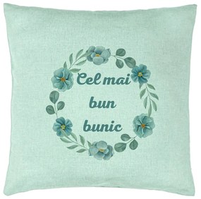 Perna Decorativa pentru Bunicul 4, 40x40 cm, Verde Menta, Husa Detasabila, Burduf