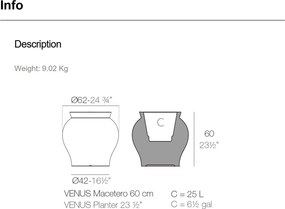 Ghiveci plante design decorativ modern exterior/interior Venus 62x60cm