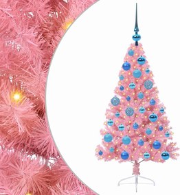 vidaXL Pom de Crăciun artificial pre-iluminat Roz 120 cm PVC