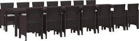 vidaXL Set de masă de grădină cu perne cu pernă 15 pcs Maro PP