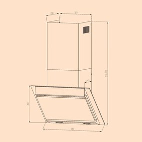 Zola 60, hotă de aburi, spatiu liber deasupra capului, 60 cm, 190 W, 610 m³ / h, LED, neagră