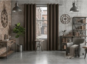 Draperie opaca DUNES VELVET 140x250 cm, maro Agatat: Inele metalice