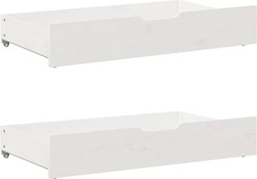 vidaXL Sertare de pat, 2 buc., 95x55x17 cm, alb, lemn masiv de pin