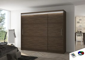 Dulap cu usi glisante si iluminare LED, Antos 250 + LED, 250 cmx200 cmx58 cm, ADRK Furniture (Culoare: Sonoma)