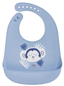 Baveta din silicon cu buzunar, ajustabila, Yum! Bib - Blue monkey