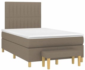 vidaXL Pat box spring cu saltea, taupe, 120x190 cm material textil
