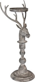 Suport de lumanare, in forma de cerb, aspect antichizat, 17x14x42 cm